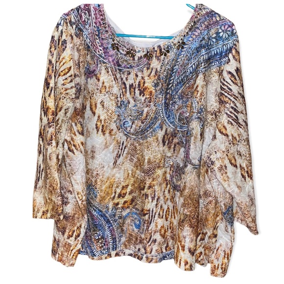 Alfred Dunner Tops - ALFRED DUNNER Paisley 3/4 Sleeves Top Size 3X